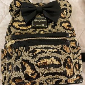 Disney Loungefly Leopard Sequin Mini Backpack